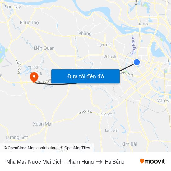 Nhà Máy Nước Mai Dịch - Phạm Hùng to Hạ Bằng map