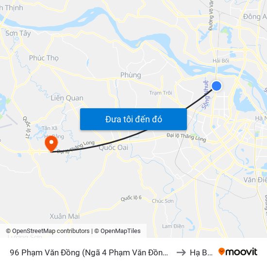 96 Phạm Văn Đồng (Ngã 4 Phạm Văn Đồng - Xuân Đỉnh) to Hạ Bằng map