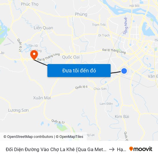 Đối Diện Đường Vào Chợ La Khê (Qua Ga Metro La Khê) - 405 Quang Trung (Hà Đông) to Hạ Bằng map