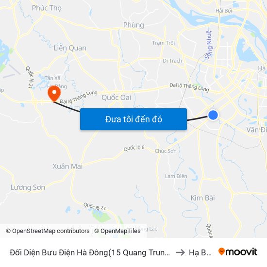 Đối Diện Bưu Điện Hà Đông(15 Quang Trung Hà Đông) to Hạ Bằng map
