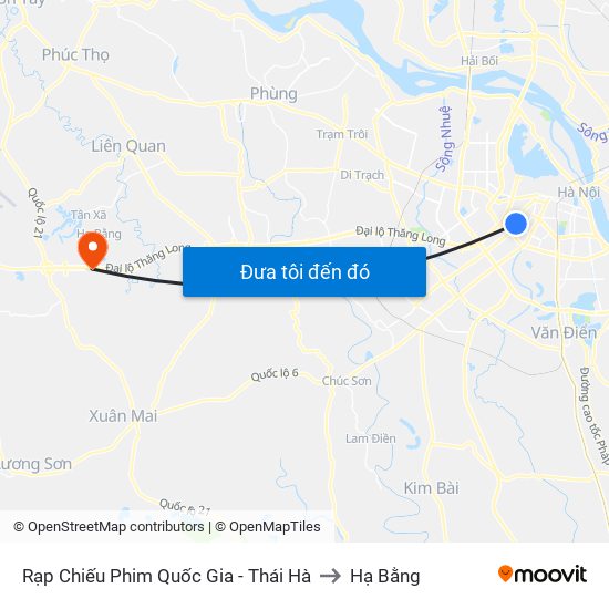 Rạp Chiếu Phim Quốc Gia - Thái Hà to Hạ Bằng map