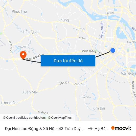 Đại Học Lao Động & Xã Hội - 43 Trần Duy Hưng to Hạ Bằng map