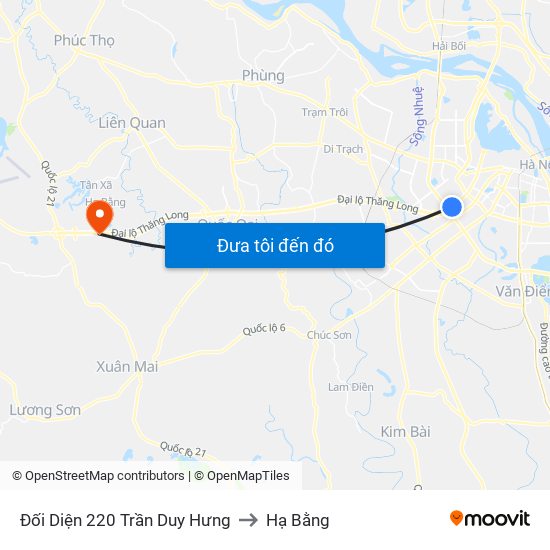 Đối Diện 220 Trần Duy Hưng to Hạ Bằng map