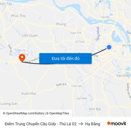 Điểm Trung Chuyển Cầu Giấy - Thủ Lệ 02 to Hạ Bằng map