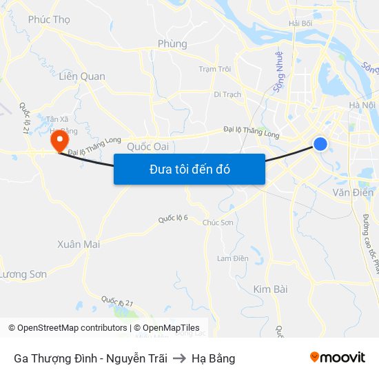 Ga Thượng Đình - Nguyễn Trãi to Hạ Bằng map