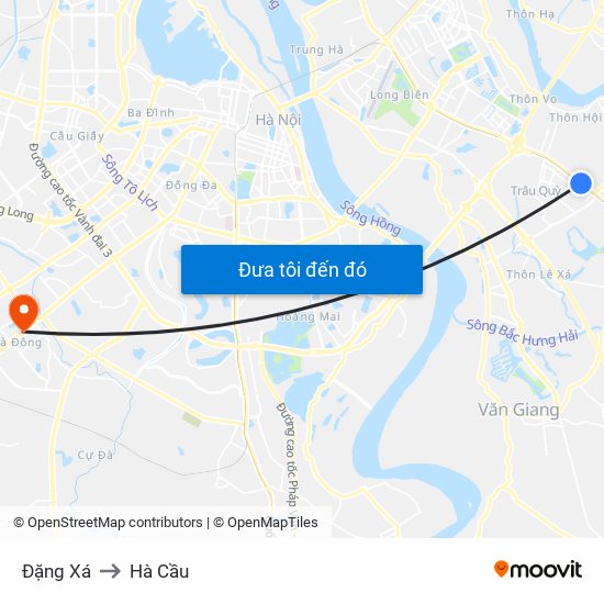 Đặng Xá to Hà Cầu map