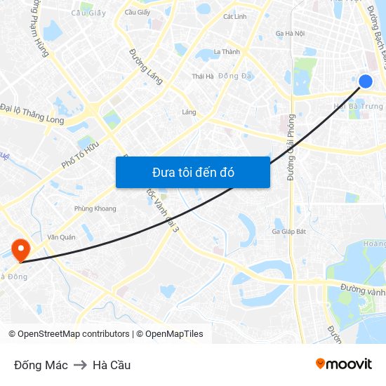 Đống Mác to Hà Cầu map