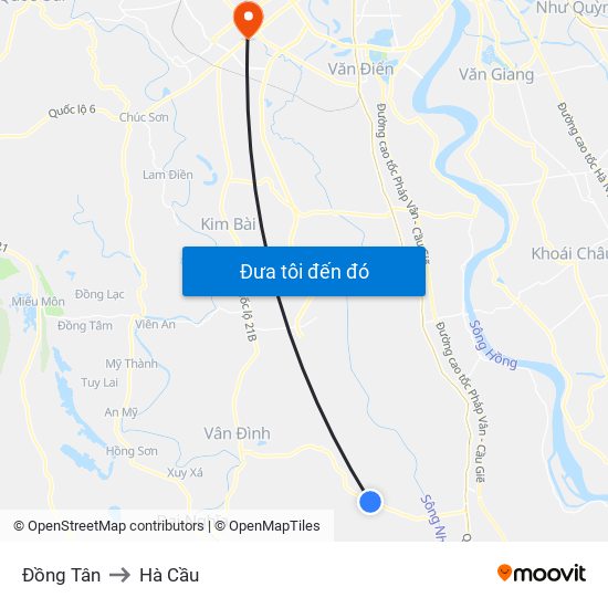 Đồng Tân to Hà Cầu map