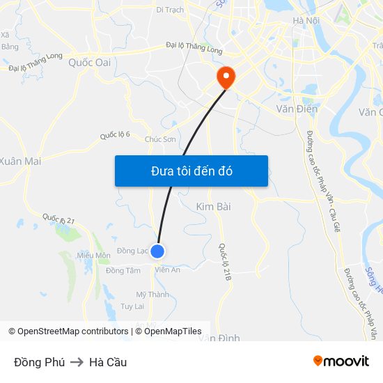 Đồng Phú to Hà Cầu map