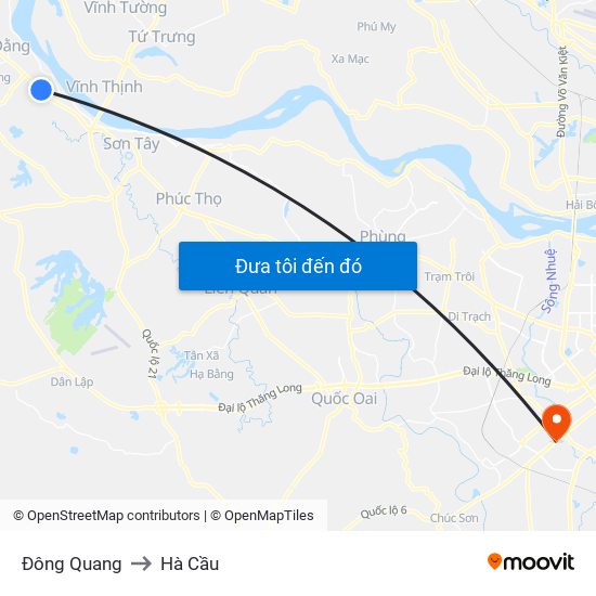 Đông Quang to Hà Cầu map