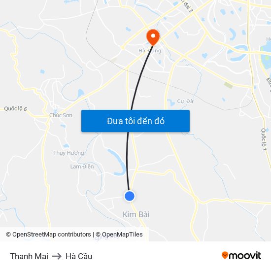 Thanh Mai to Hà Cầu map