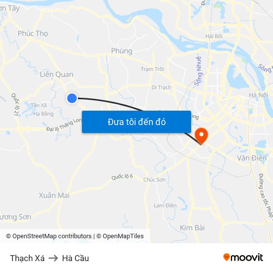 Thạch Xá to Hà Cầu map