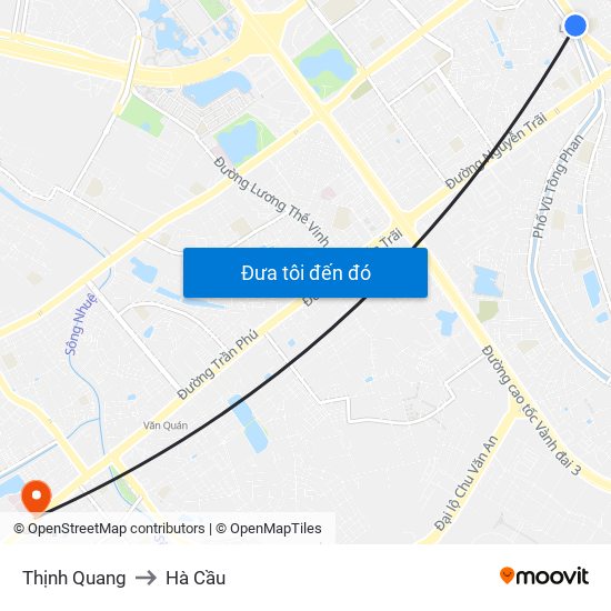 Thịnh Quang to Hà Cầu map