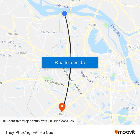 Thụy Phương to Hà Cầu map