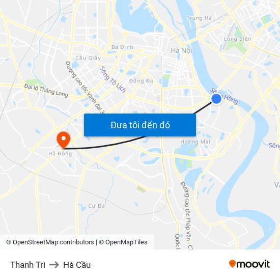 Thanh Trì to Hà Cầu map
