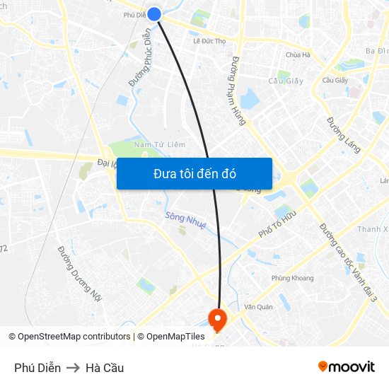 Phú Diễn to Hà Cầu map