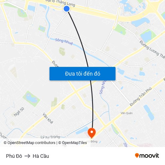 Phú Đô to Hà Cầu map