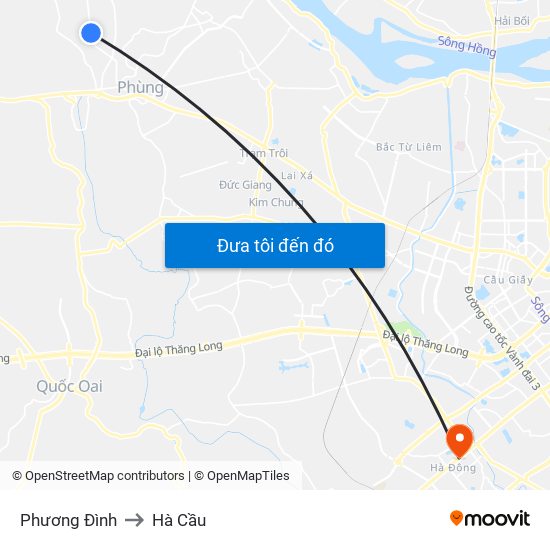 Phương Đình to Hà Cầu map