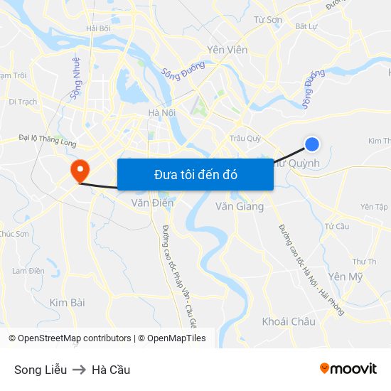 Song Liễu to Hà Cầu map