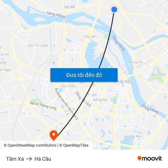 Tầm Xá to Hà Cầu map