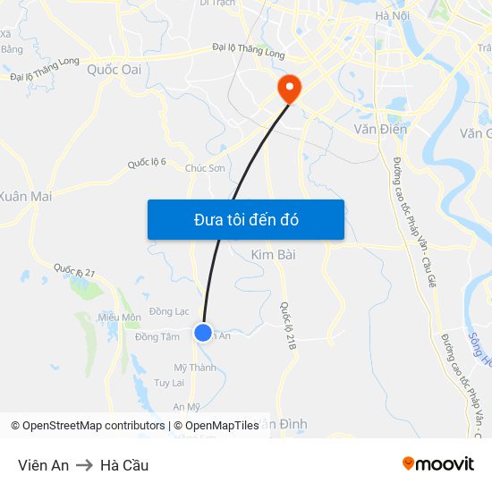 Viên An to Hà Cầu map
