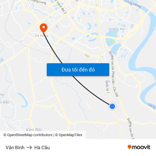 Văn Bình to Hà Cầu map