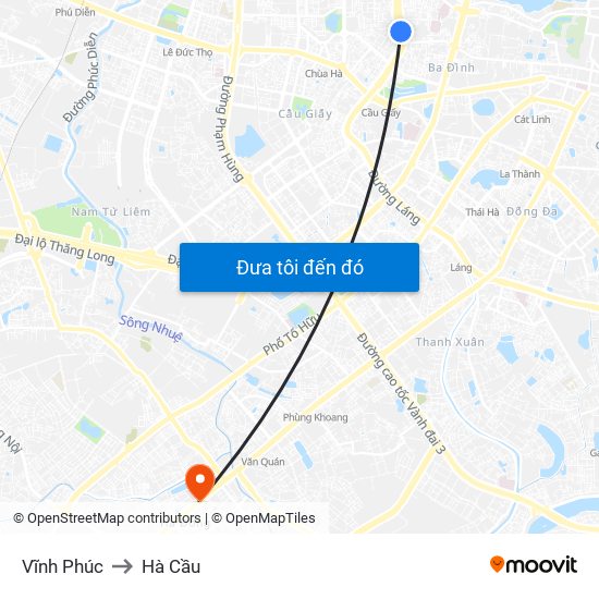 Vĩnh Phúc to Hà Cầu map