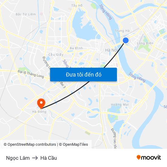 Ngọc Lâm to Hà Cầu map