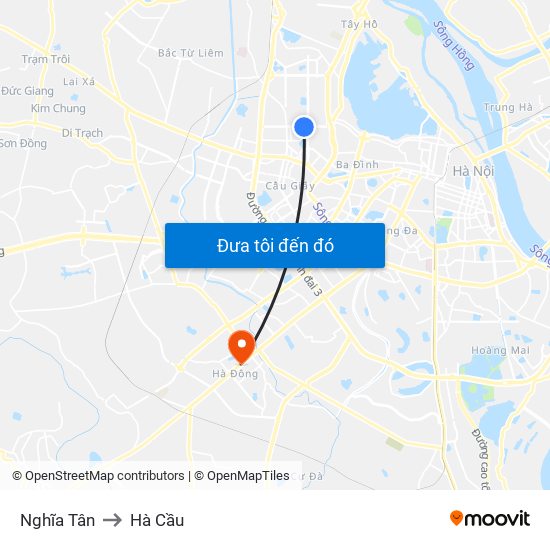 Nghĩa Tân to Hà Cầu map