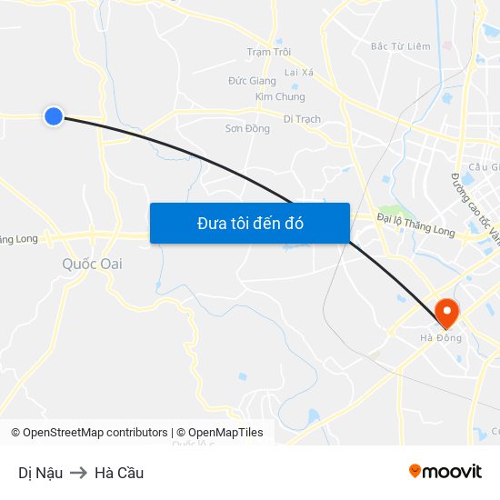 Dị Nậu to Hà Cầu map