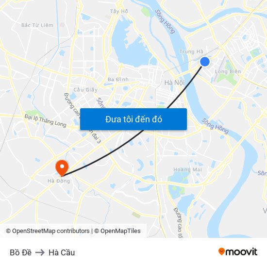 Bồ Đề to Hà Cầu map