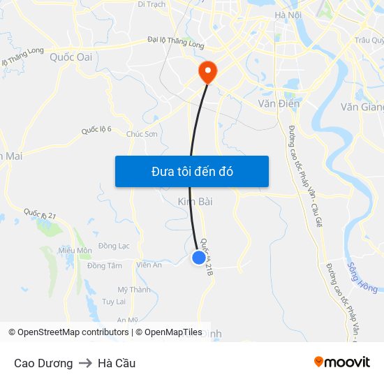 Cao Dương to Hà Cầu map