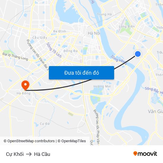 Cự Khối to Hà Cầu map