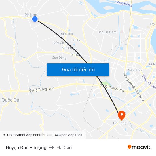 Huyện Đan Phượng to Hà Cầu map