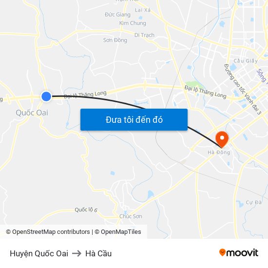 Huyện Quốc Oai to Hà Cầu map