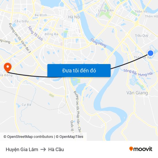 Huyện Gia Lâm to Hà Cầu map