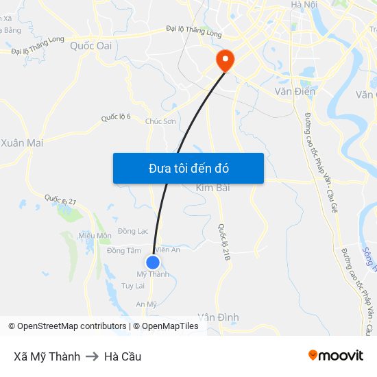 Xã Mỹ Thành to Hà Cầu map