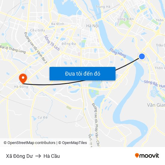 Xã Đông Dư to Hà Cầu map