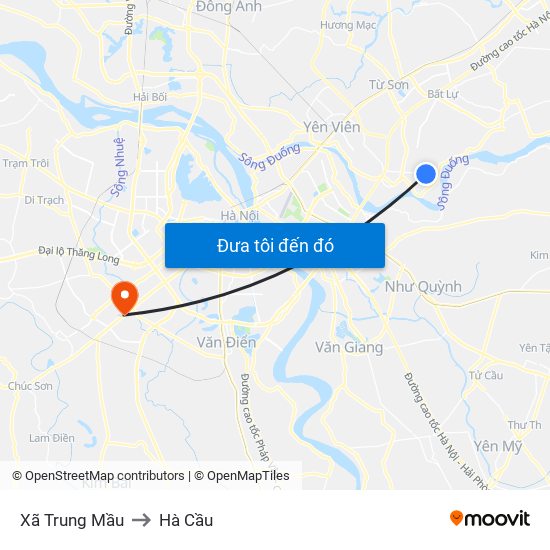 Xã Trung Mầu to Hà Cầu map