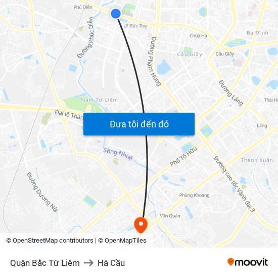 Quận Bắc Từ Liêm to Hà Cầu map