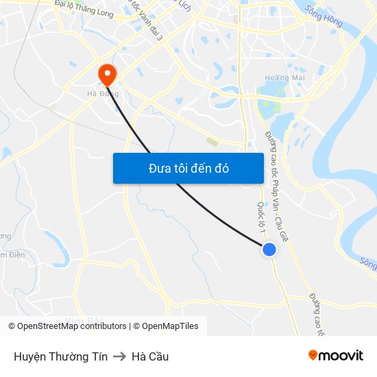 Huyện Thường Tín to Hà Cầu map