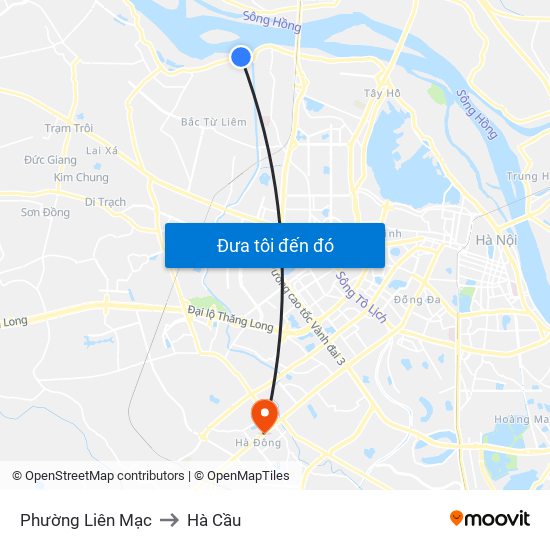 Phường Liên Mạc to Hà Cầu map