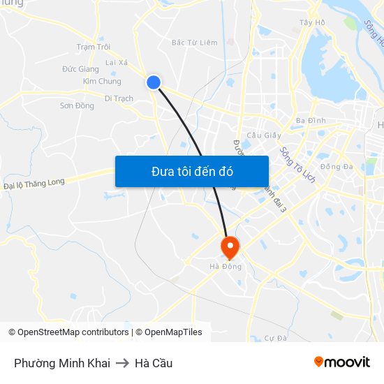 Phường Minh Khai to Hà Cầu map