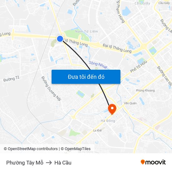 Phường Tây Mỗ to Hà Cầu map