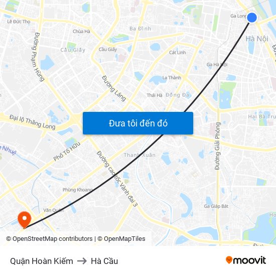 Quận Hoàn Kiếm to Hà Cầu map