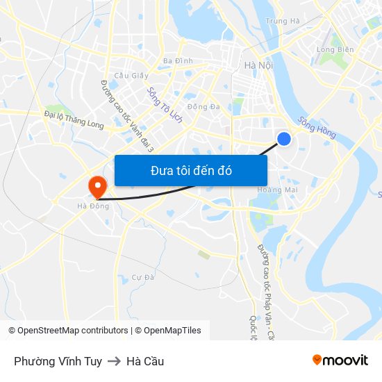 Phường Vĩnh Tuy to Hà Cầu map