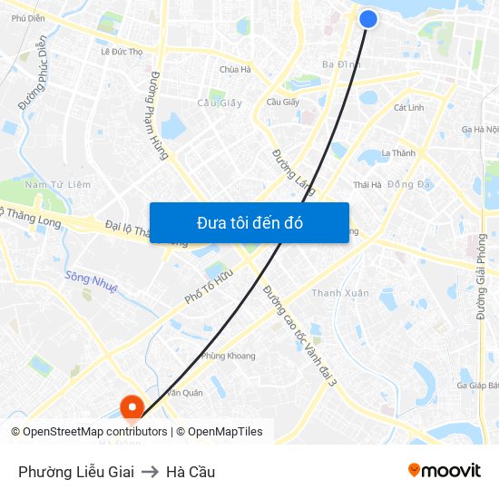 Phường Liễu Giai to Hà Cầu map