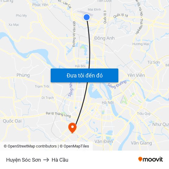 Huyện Sóc Sơn to Hà Cầu map
