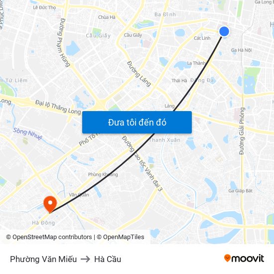 Phường Văn Miếu to Hà Cầu map