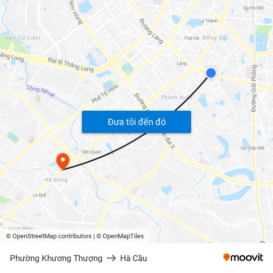 Phường Khương Thượng to Hà Cầu map